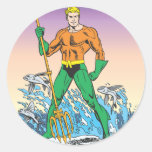 Aquaman Stands With Spear Round Sticker