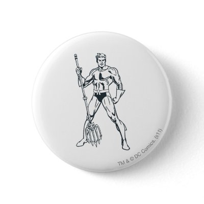Aquaman with Pitchfork BW Button by JusticeLeague