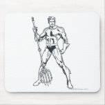 Aquaman with Pitchfork BW Mouse Pads