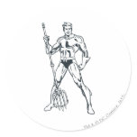Aquaman with Pitchfork BW Round Stickers