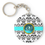 AQUAMARINE DAMASK MONOGRAM,blue turquase