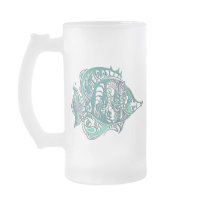 Aquamarine Fantasy Swirly Fish Coffee Mugs