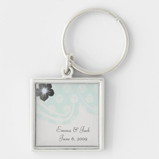 aquamarine green and cream intricate damask key chains