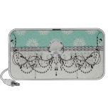aquamarine green and cream intricate damask speaker system