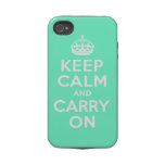 Aquamarine Keep Calm and Carry On Case-Mate Case Tough Iphone 4 Cases