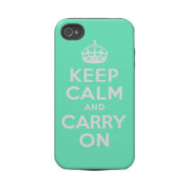 Aquamarine Keep Calm and Carry On Case-Mate Case Tough Iphone 4 Cases