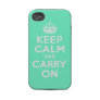 Aquamarine Keep Calm and Carry On Case-Mate Case Tough Iphone 4 Cases