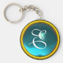 AQUAMARINE MONOGRAM ,blue yellow Keychains