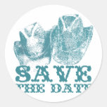 Aquamarine Western Vintage Weddings Round Sticker