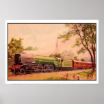 Aquarelle vintage locomotive print