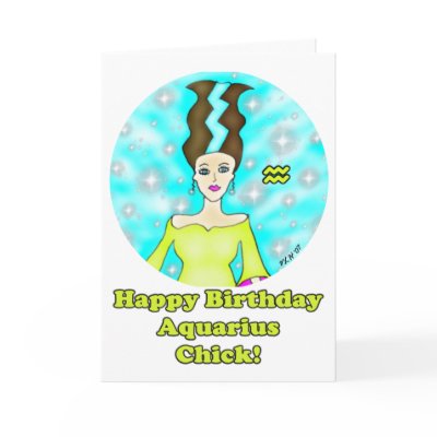 Aquarius Chick Birthday Greeting Card by Victoreeah