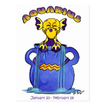 aquarius cute zodiac baby dragon postcard