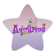 Aquarius Flowers Star Stickers