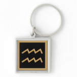 Aquarius Gold Symbol Design Premium Keychain