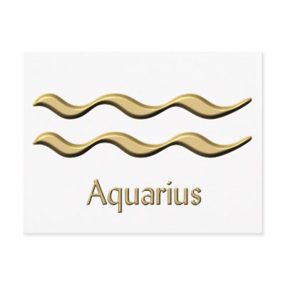 Aquarius gold symbol postcards by zodiacgifts