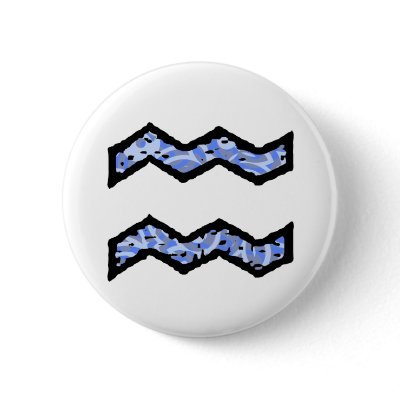 Aquarius Symbol (style 1_blue) button by AstrologicalDesigns
