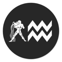 Aquarius with  Symbol Round Stickers