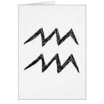 Aquarius. Zodiac Astrology Sign. Black. Greeting Card