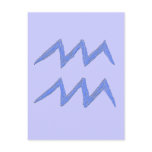 Aquarius. Zodiac Astrology Sign. Blue. Post Card