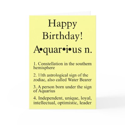 Aquarius Zodiac Birthday Card by angela65