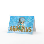 Aquarius Zodiac Birthday card with cutie pie aquam