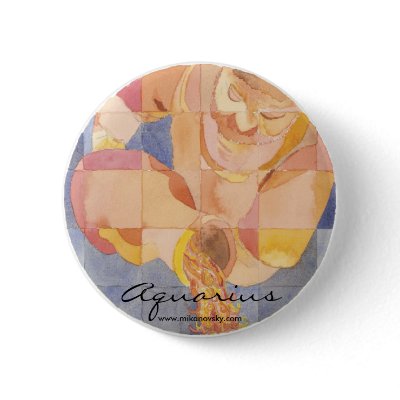 Aquarius Zodiac Pinback Button by mikanovsky