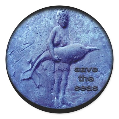 AQUATRIBE save the seas Round Stickers by aquamotion