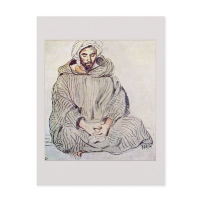 Arab Man Sitting in Tangier by Eugene Delacroix Postcards by reggiesgayadventures