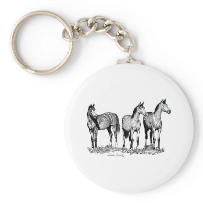 Arabian Horses Keychain by WildlifeInk