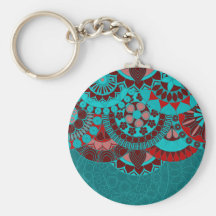 Arabic blue ornate background keychains