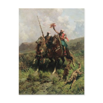 Arabs with a Falcon Postcard by bridgemanart