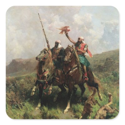 Arabs with a Falcon Sticker by bridgemanart