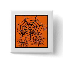 ARACHNOPHOBIA BLACK SPIDER AND WEB HALLOWEEN PRINT PINBACK BUTTON