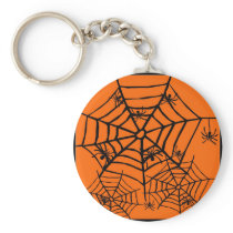 ARACHNOPHOBIA BLACK SPIDER AND WEB HALLOWEEN PRINT KEY CHAIN