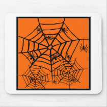 ARACHNOPHOBIA BLACK SPIDER AND WEB HALLOWEEN PRINT MOUSEPAD