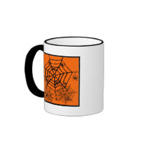 ARACHNOPHOBIA BLACK SPIDER AND WEB HALLOWEEN PRINT COFFEE MUG