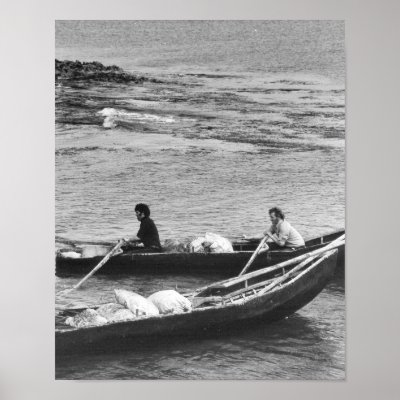 Aran Island Currach Boat at Sea : Vintage Ireland Print by irish_gifts