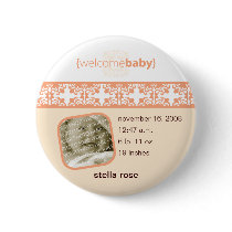 Arancione Delight Birth Announcement Button