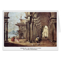 Arbor On The Banks Of A River By Guardi Francesco Greeting Card