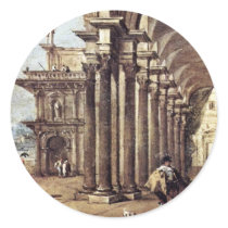 Arbor On The Banks Of A River By Guardi Francesco Round Stickers