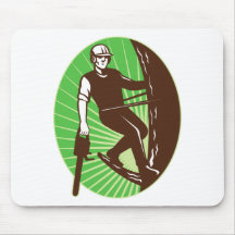 arborist tree surgeon chainsaw retro mousepads
