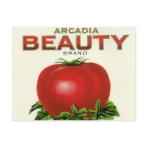 Arcadia Beauty Tomatoes, Vintage Fruit Crate Label Post Cards