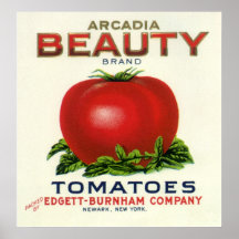 Arcadia Beauty Tomatoes, Vintage Fruit Crate Label Posters