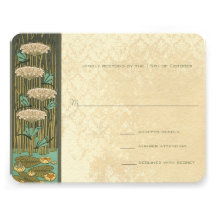 Arch Art Nouveau Dragonfly Lilypad Response Card Custom Invites