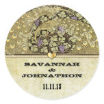 Arch Art Nouveau Peacock Birds Wedding Seal