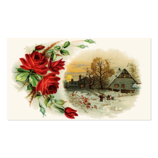 Arch of Roses with Victorian Vignette Business Card Template
