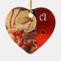 ARCHANGEL GABRIE Heart Gemstone Monogram Christmas Tree Ornament