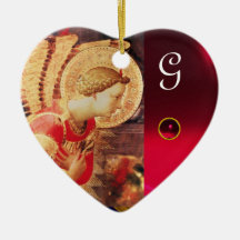 ARCHANGEL GABRIE Heart Gemstone Monogram Christmas Ornaments