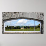 Arched Window with Rural View Print