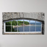 Arched Window with Sea View Print